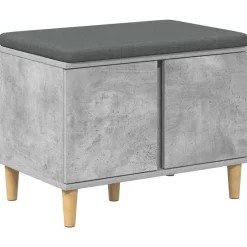 vidaXL Hallbænk med pude BetonGrå 60 x 38 x 46 cm Kunstigt træ og stof