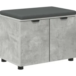 vidaXL Hallbænk med pude BetonGrå 60 x 38 x 46 cm Kunstigt træ og stof