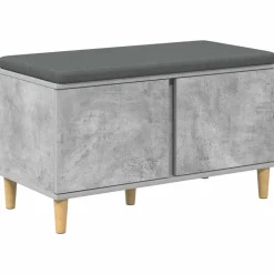 vidaXL Hallbænk med pude BetonGrå 80 x 38 x 46 cm Kunstigt træ og stof