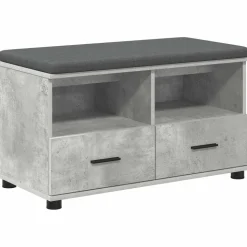 vidaXL Hallbænk med pude BetonGrå 80 x 38 x 46 cm Kunstigt træ og stof