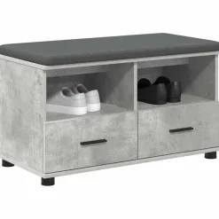 vidaXL Hallbænk med pude BetonGrå 80 x 38 x 46 cm Kunstigt træ og stof