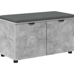 vidaXL Hallbænk med pude BetonGrå 80 x 38 x 46 cm Kunstigt træ og stof