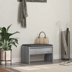 vidaXL Hallbænk med pude Grå Sonoma 63 x 38 x 40 cm