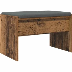 vidaXL Hallbænk med pude Gammelt træ 63 x 38 x 40 cm