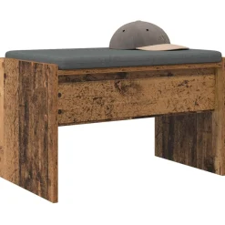 vidaXL Hallbænk med pude Gammelt træ 63 x 38 x 40 cm