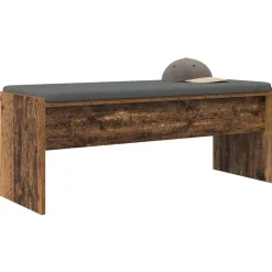 vidaXL Hallbænk med pude Gammelt træ 103 x 38 x 40 cm