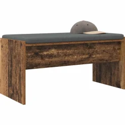 vidaXL Hallbænk med pude Gammelt træ 83 x 38 x 40 cm