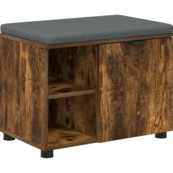 vidaXL Hallbænk med pude Røget Eg 60 x 38 x 46 cm Kunstigt træ og stof