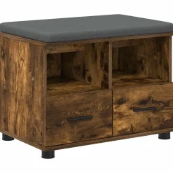 vidaXL Hallbænk med pude Røget Eg 60 x 38 x 46 cm Kunstigt træ og stof
