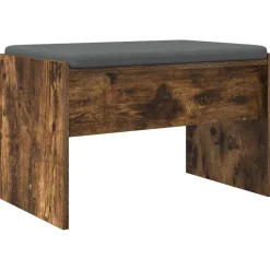 vidaXL Hallbænk med pude Røget eg 63 x 38 x 40 cm