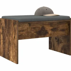 vidaXL Hallbænk med pude Røget eg 63 x 38 x 40 cm