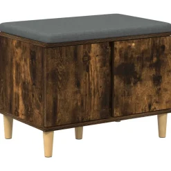 vidaXL Hallbænk med pude Røget Eg 60 x 38 x 46 cm Kunstigt træ og stof