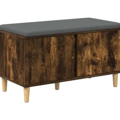 vidaXL Hallbænk med pude Røget Eg 80 x 38 x 46 cm Kunstigt træ og stof