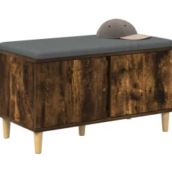 vidaXL Hallbænk med pude Røget Eg 80 x 38 x 46 cm Kunstigt træ og stof