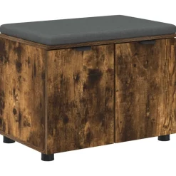 vidaXL Hallbænk med pude Røget Eg 60 x 38 x 46 cm Kunstigt træ og stof