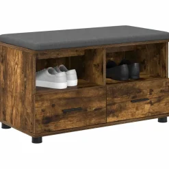 vidaXL Hallbænk med pude Røget Eg 80 x 38 x 46 cm Kunstigt træ og stof