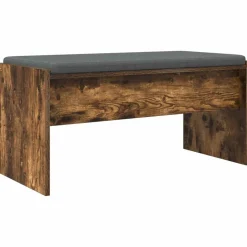 vidaXL Hallbænk med pude Røget eg 83 x 38 x 40 cm