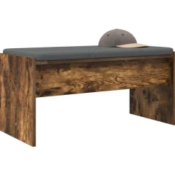 vidaXL Hallbænk med pude Røget eg 83 x 38 x 40 cm