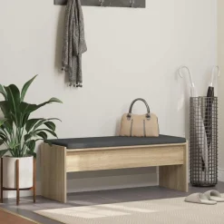 vidaXL Hallbænk med pude Sonoma eg 103 x 38 x 40 cm