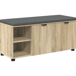 vidaXL Hallbænk Sonoma eg 100 x 38 x 46 cm Kunstigt træ og stof