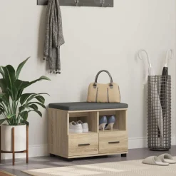 vidaXL Hallbænk Sonoma eg 60 x 38 x 46 cm Kunstigt træ og stof