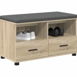 vidaXL Hallbænk Sonoma eg 80 x 38 x 46 cm Kunstigt træ og stof