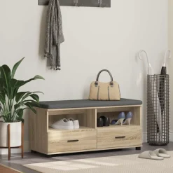 vidaXL Hallbænk Sonoma eg 100 x 38 x 46 cm Kunstigt træ og stof