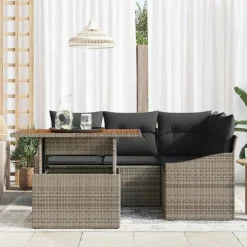 vidaXL Have Spisebordssæt med pude 5 pcs Grå og Brun