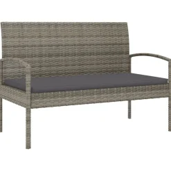 vidaXL havebænk med hynde 105 cm polyrattan grå