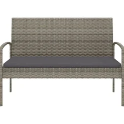 vidaXL havebænk med hynde 105 cm polyrattan grå