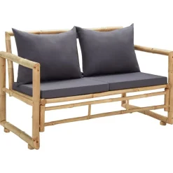 vidaXL havebænk med hynder 115 cm bambus
