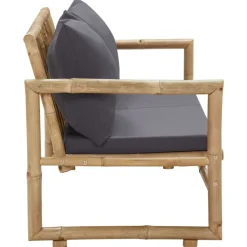 vidaXL havebænk med hynder 115 cm bambus