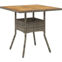 vidaXL havebord med akacietop 80x80x75 cm polyrattan grå