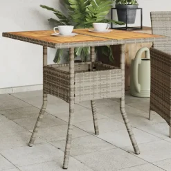 vidaXL havebord med akacietop 80x80x75 cm polyrattan grå