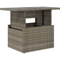 vidaXL havebord med glastop 100x55x73 cm polyrattan grå