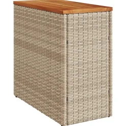 vidaXL havebord med trætop 58x27,5x55 cm polyrattan beige