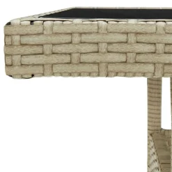 vidaXL havebord polyrattan og glas beige