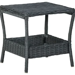 vidaXL havebord 45x45x46,5 cm polyrattan mørkegrå