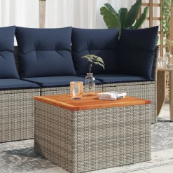 vidaXL havebord 55x55x37 cm polyrattan og akacietræ grå