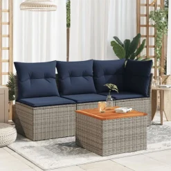 vidaXL havebord 55x55x37 cm polyrattan og akacietræ grå