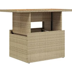vidaXL havebord 100x55x73 cm polyrattan og akacietræ beige