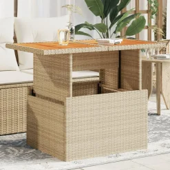 vidaXL havebord 100x55x73 cm polyrattan og akacietræ beige