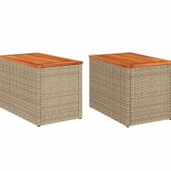 vidaXL haveborde 2 stk. 55x34x37 cm polyrattan og massivt træ beige