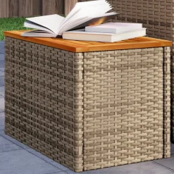 vidaXL haveborde 2 stk. 55x34x37 cm polyrattan og massivt træ beige