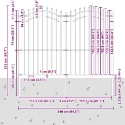 vidaXL Havehegn Woerden Grå 240 x 215 cm Pulverlakeret Stål