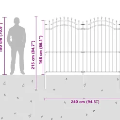 vidaXL Havehegn Woerden Grå 240 x 215 cm Pulverlakeret Stål