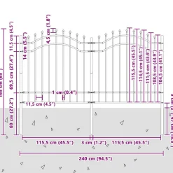 vidaXL Havehegn Woerden Grå 240 x 165 cm Pulverlakeret Stål