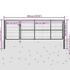 vidaXL havelåge med stolper stål 350x100 cm antracitgrå