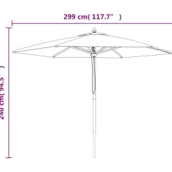 vidaXL haveparasol med træstang 299x240 cm terrakotta