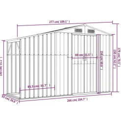 vidaXL haveskur 277x93x179 cm galvaniseret stål antracitgrå